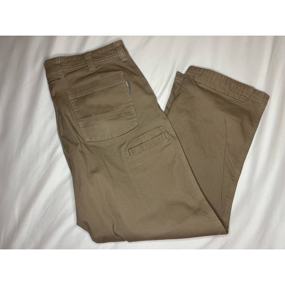 Duluth Trading Company Flex Fire Hose Khaki Canvas Workwear Pants 36x28 Stretch